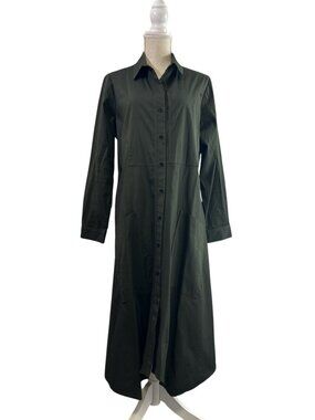 Comfy USA Shirt Dress Midi Asymmetrical Hem Pockets Women's sz L Lagenlook